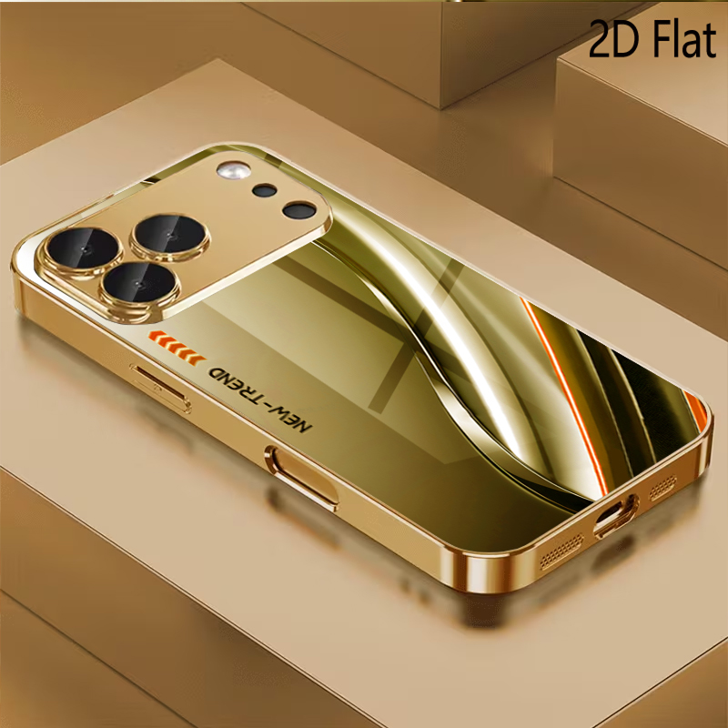 Phone Cases That Cover The Camera - Golden StreamlinePatterned tempered glass design for