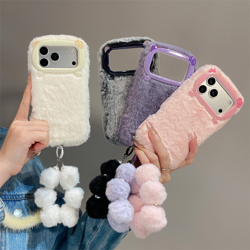 Phone Cases For Iphone 12 Pro Max - Luxury Solid Colors Furry Plush Phone