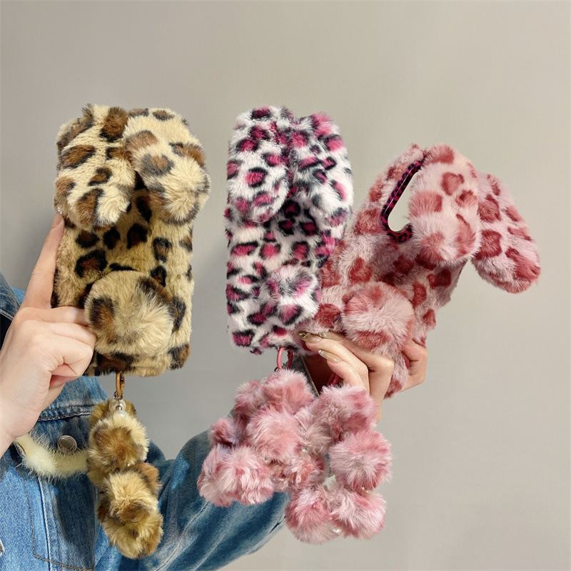 Phone Cases Samsung Galaxy - Luxury 3D Leopard Print Rabbit Plush