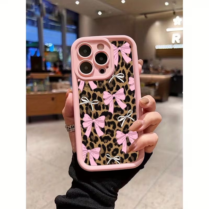 Phone Cases For Iphone 12 Pro Max - Leopard Print Bow Phone Case For
