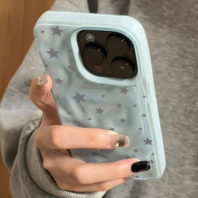 Phone Cases Green - Minimalist Gray-Blue Star Wave Texture Phone