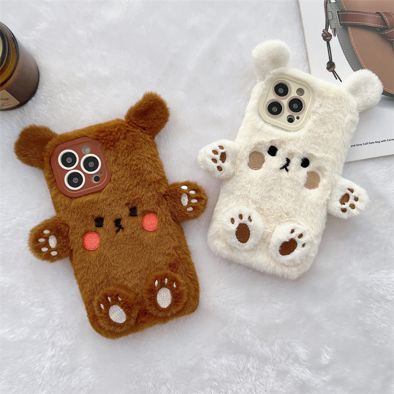 Korean 3D Cartoon Bear Fluffy  - Phone Cases For Iphone 12 Pro Max ulasan dan harga