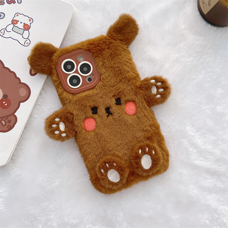Korean 3D Cartoon Bear Fluffy  - Phone Cases For Iphone 12 Pro Max ulasan dan harga