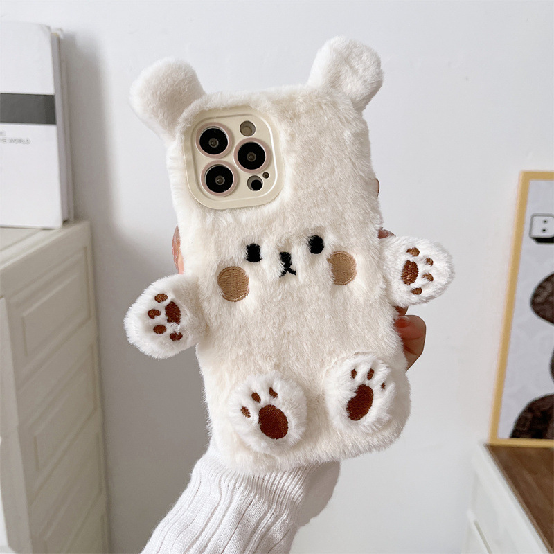 Korean 3D Cartoon Bear Fluffy  - Phone Cases For Iphone 12 Pro Max ulasan dan harga