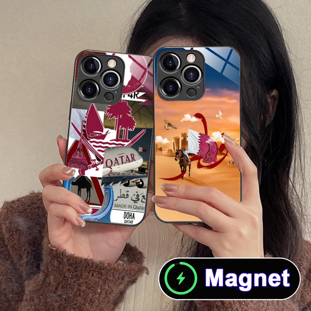 Qatar Flag Glass MagSafe Mobil - Phone Cases Qatar ulasan dan harga