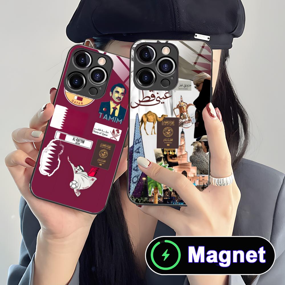 Qatar Flag Glass MagSafe Mobil - Phone Cases Qatar ulasan dan harga
