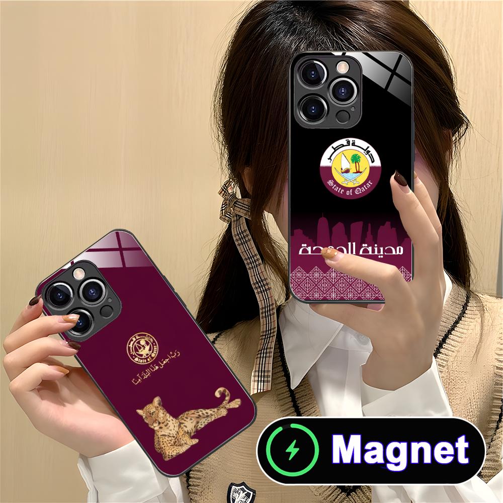Qatar Flag Glass MagSafe Mobil - Phone Cases Qatar ulasan dan harga