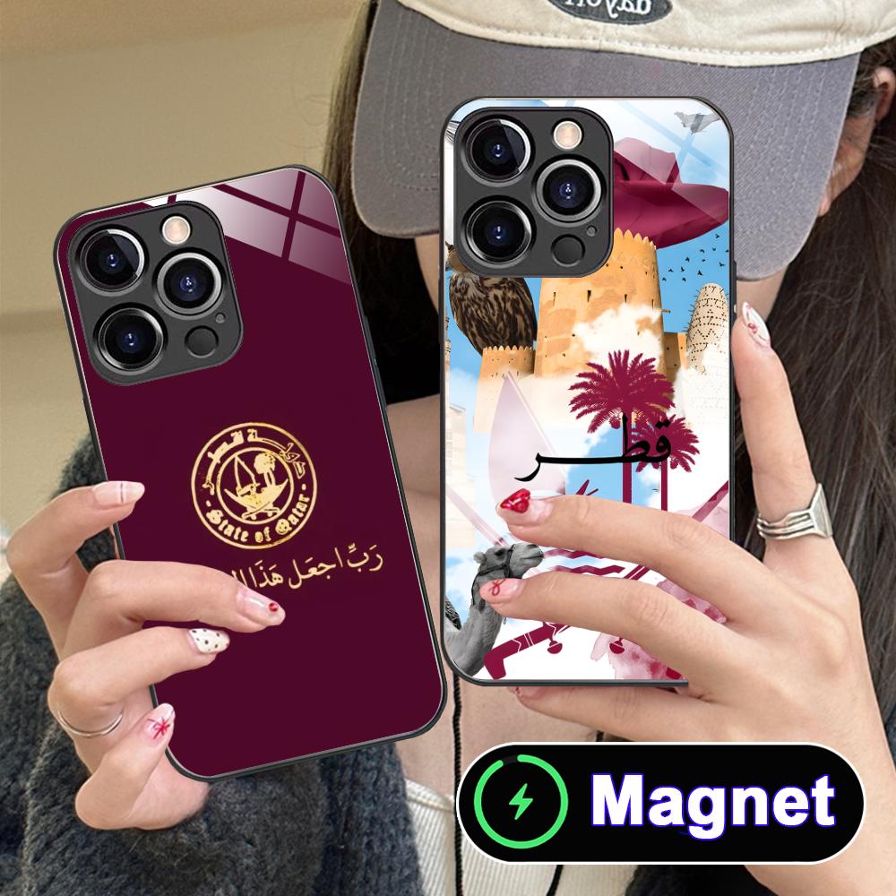 Qatar Flag Glass MagSafe Mobil - Phone Cases Qatar ulasan dan harga