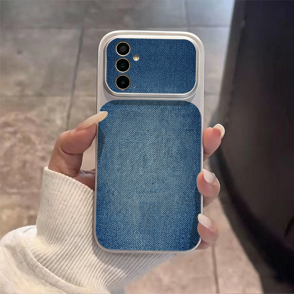Retro Blue Denim PU Leather Ph - Phone Cases That Cover The Camera ulasan dan harga