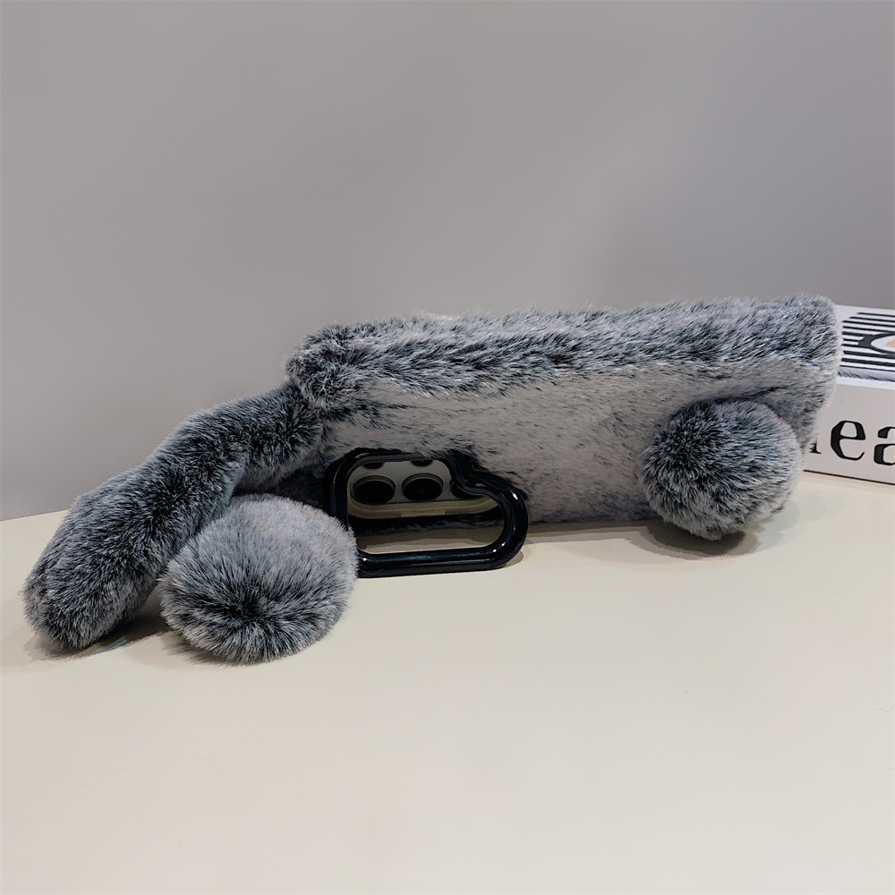 Cute Rabbit Ears Fluffy Stand  - Phone Cases That Cover The Camera ulasan dan harga